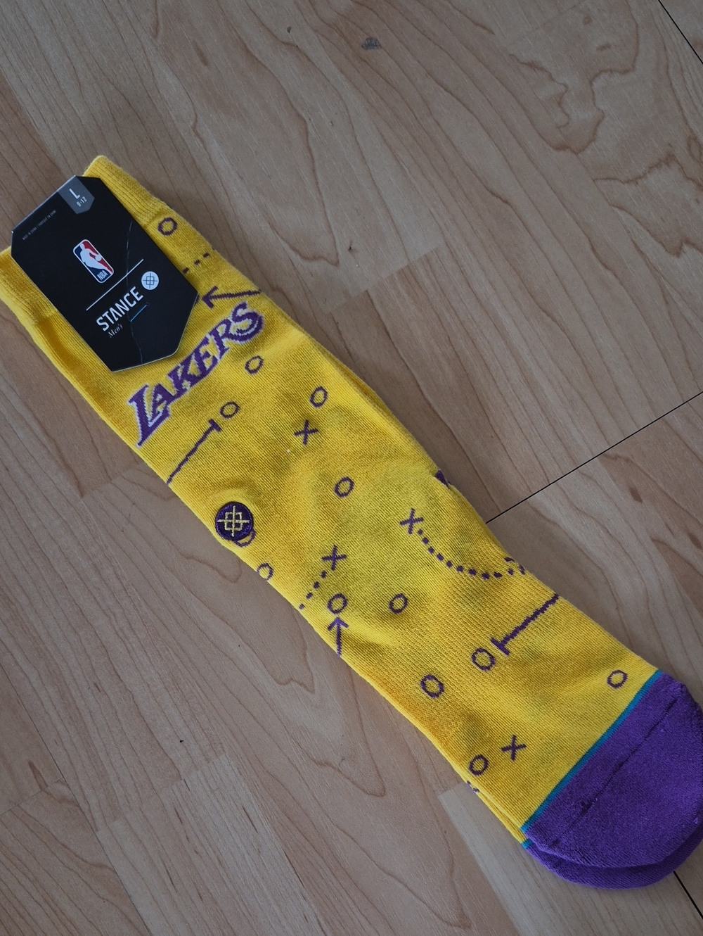 Stance Los Angeles Lakers Yellow & Purple Crew Socks, Lg, Nwt